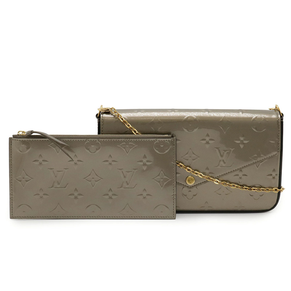 LOUIS VUITTON Monogram Vernis Pochette Felicie Chain Shoulder Bag Gold